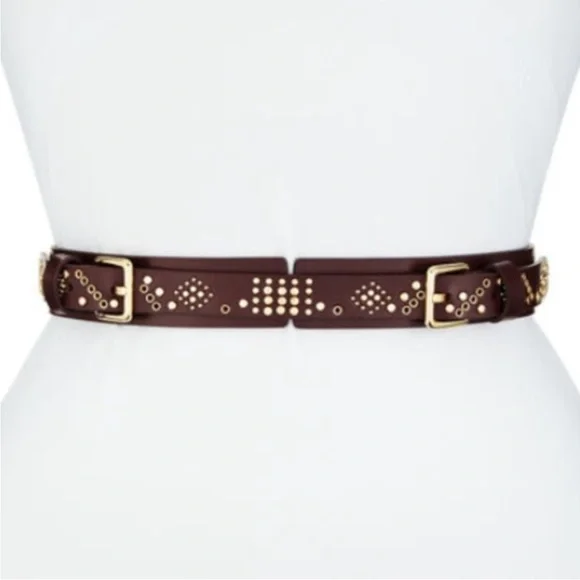 Rebecca Minkoff double buckle belt Rebecca Minkoff Studded Double-Wrap Leather Belt - Macy main image 2